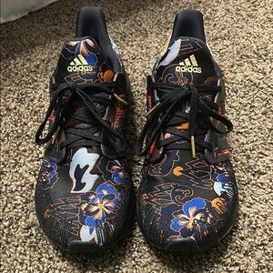 adidas Black and Blue Sneakers with Floral Pattern